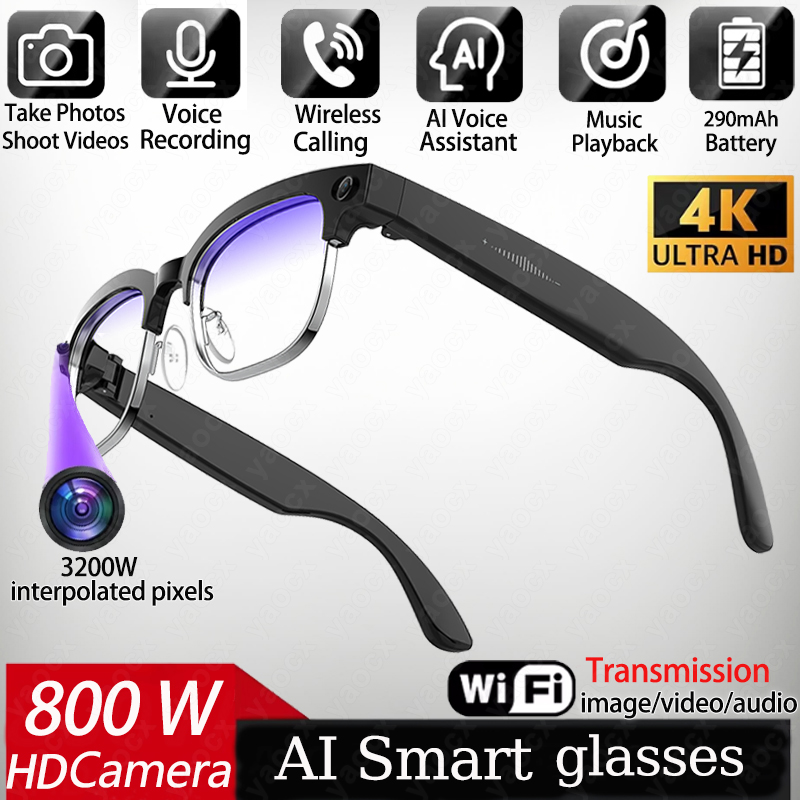 Smart Glasses Lens - 4K Smart AI Glasses 8MP Camera